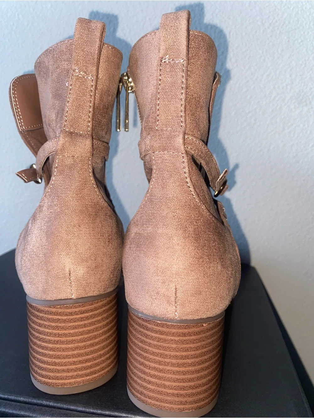 Anne Klein Suede Ankle Boots - Stylish Block Heel